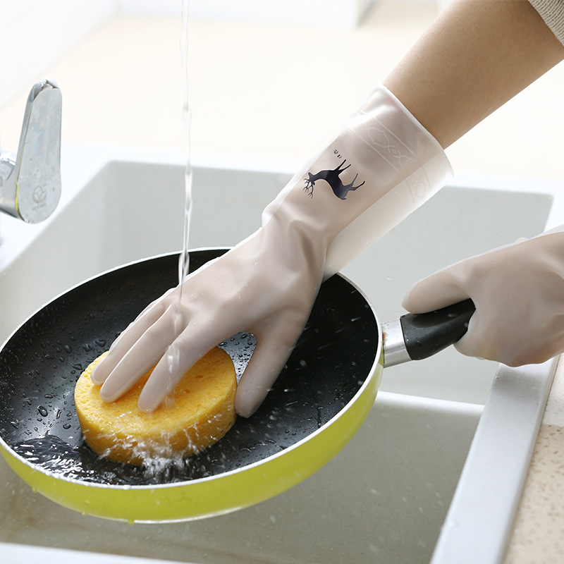 半透明洗碗手套女防水乳胶厨房耐用清洁家务洗衣服